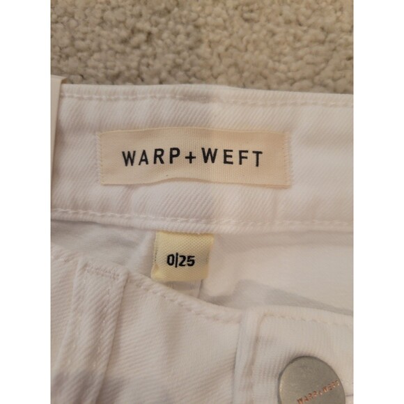 NWT Warp + Weft Crop Bootcut Jean Denim  White Women Size 0/25 Stretchy - Picture 8 of 12